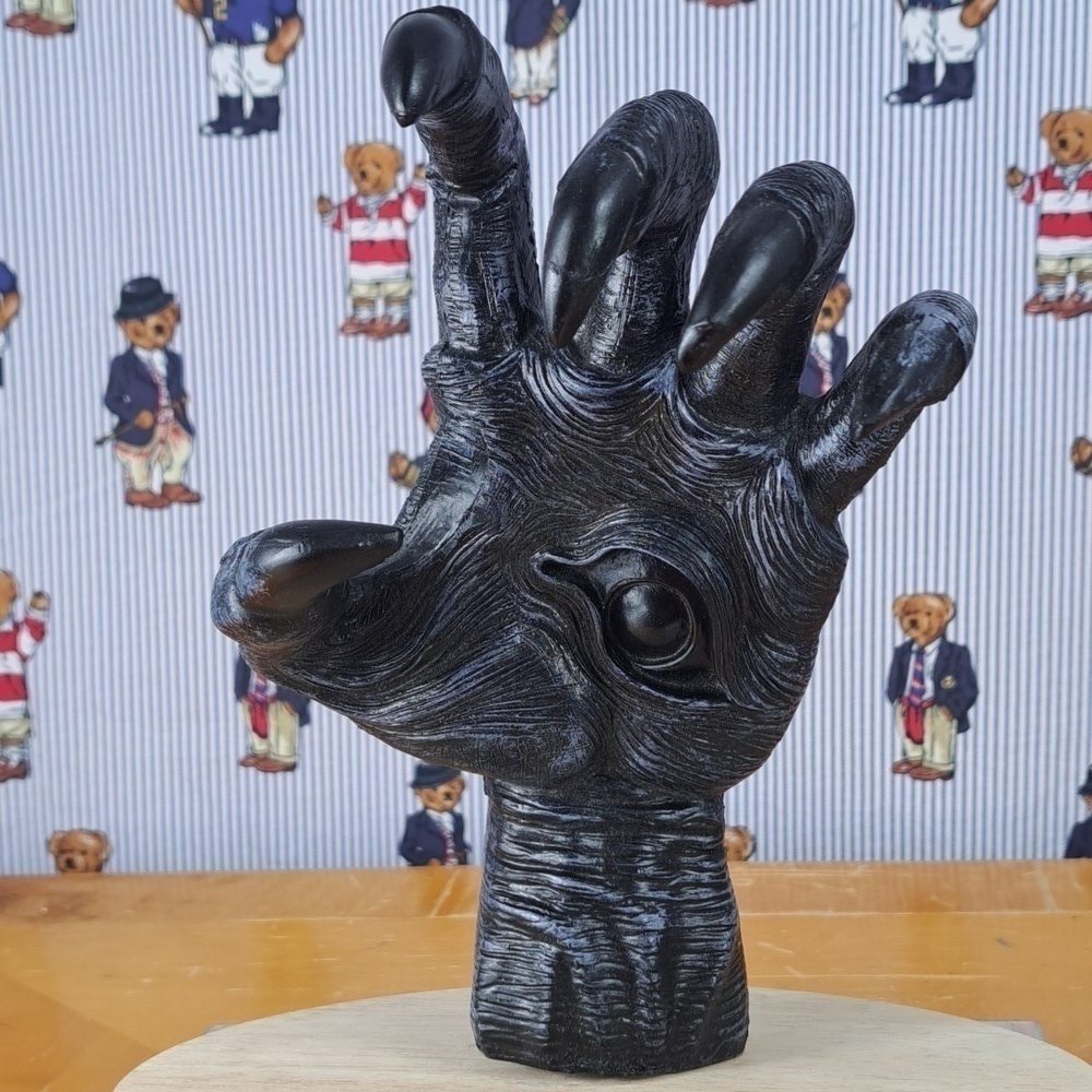 Witch Demon, seeing eyeball black, detailed hand wall mount art sculpture hand